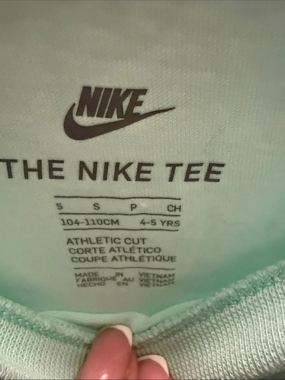 Nike Kids Mint Green Graphic Tee with Red & Teal Logos